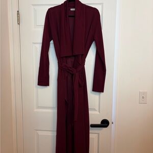 Elegant Burgundy Long Cardigan